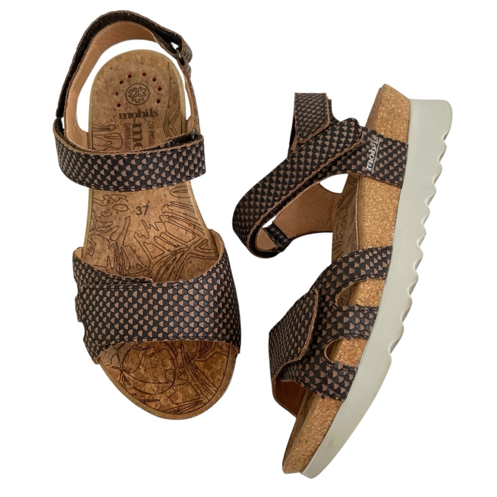 Mephisto Mobils Leather Ergonomic 7 Sandals Brown Comfort Granola Girl Gorpcore